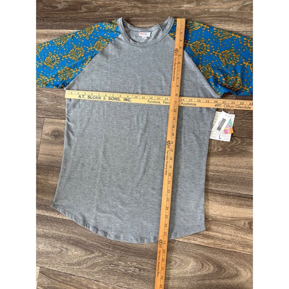 NWT LULAROE RANDY GREY WOMENS BLOUSE TOP SIZE L TAPESTRY 3/4 SLEEVE STRETCH - Picture 6 of 8